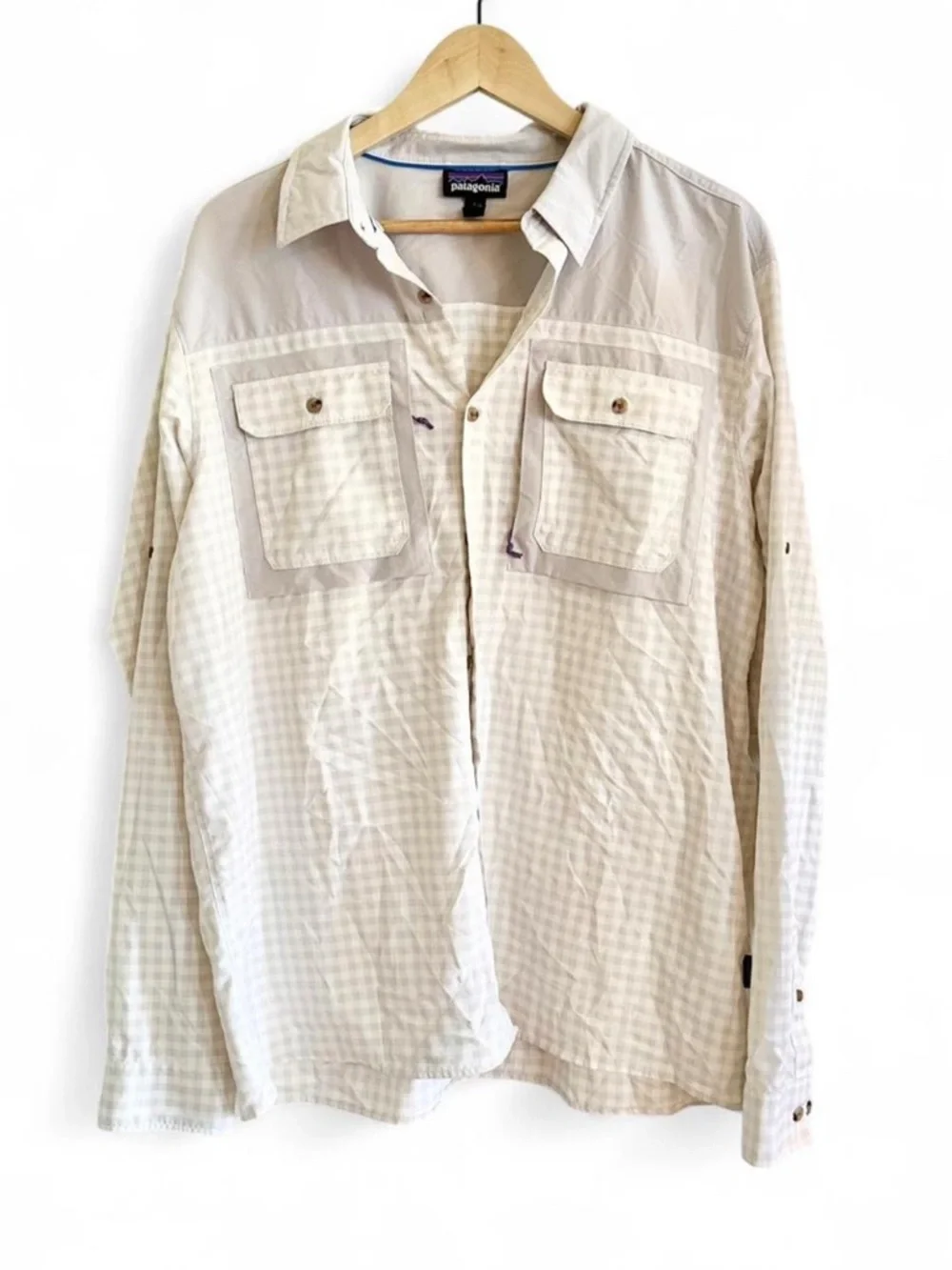 ✨SOLD✨Patagonia Boat & Beach Shirt | L |Oversized Cover-Up Neutral Coastal - Picture 2 of 13